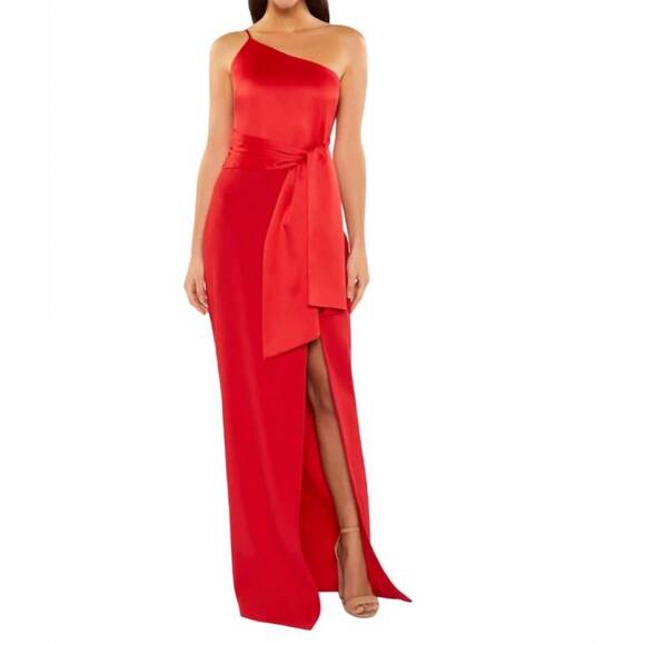 NEW LIKELY likely yara one shoulder gown in scarlet